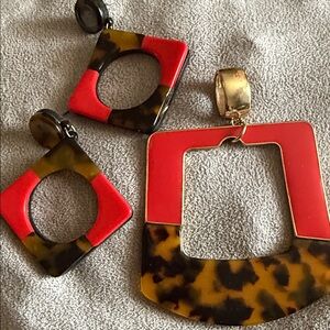 New York & Company Red and Tortoiseshell Jewelry Set